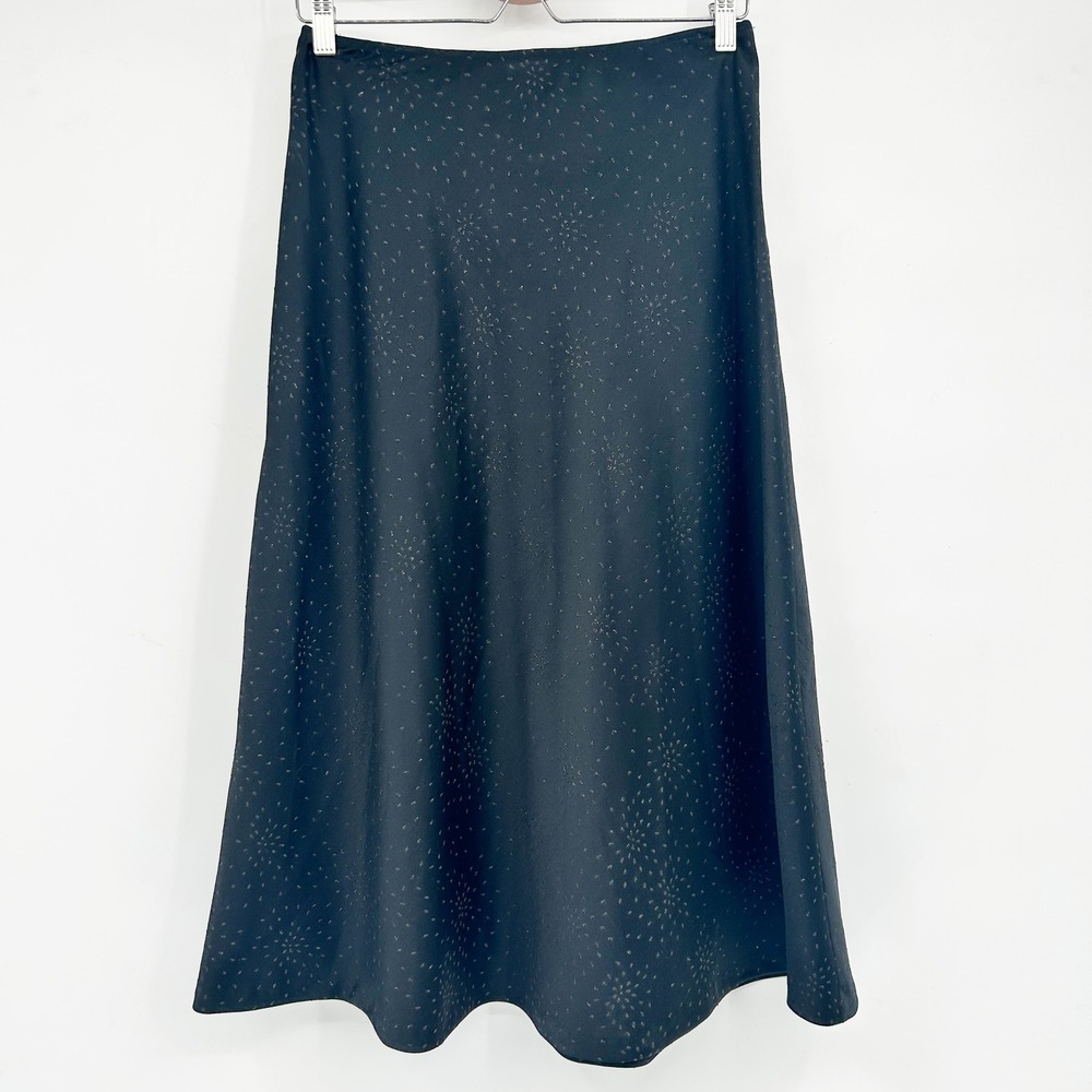 NWT White House Black Market‎ Womens Black Silver Glitter Starburst Midi Skirt 4